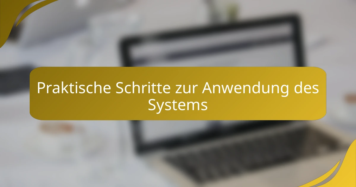 Praktische Schritte zur Anwendung des Systems