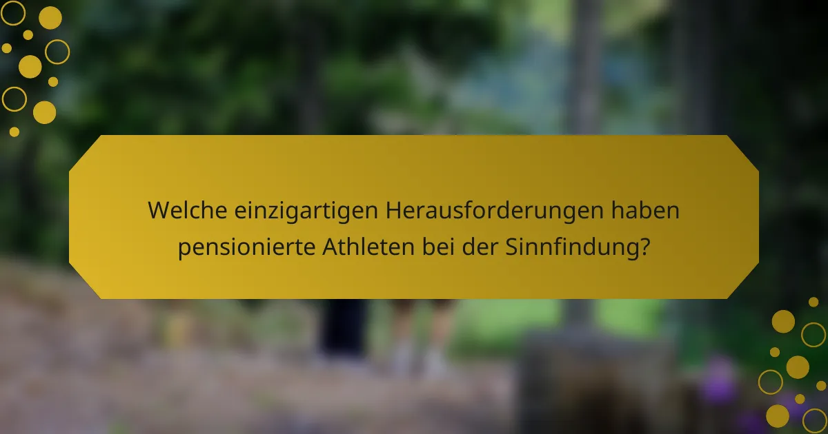 Welche einzigartigen Herausforderungen haben pensionierte Athleten bei der Sinnfindung?