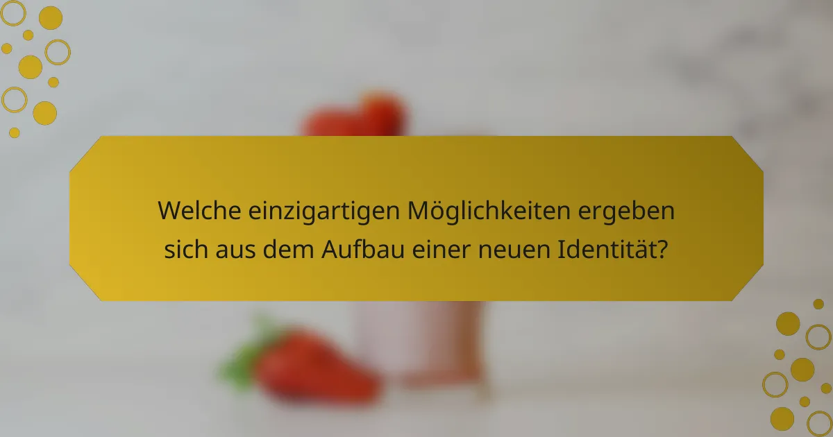 Welche einzigartigen Möglichkeiten ergeben sich aus dem Aufbau einer neuen Identität?