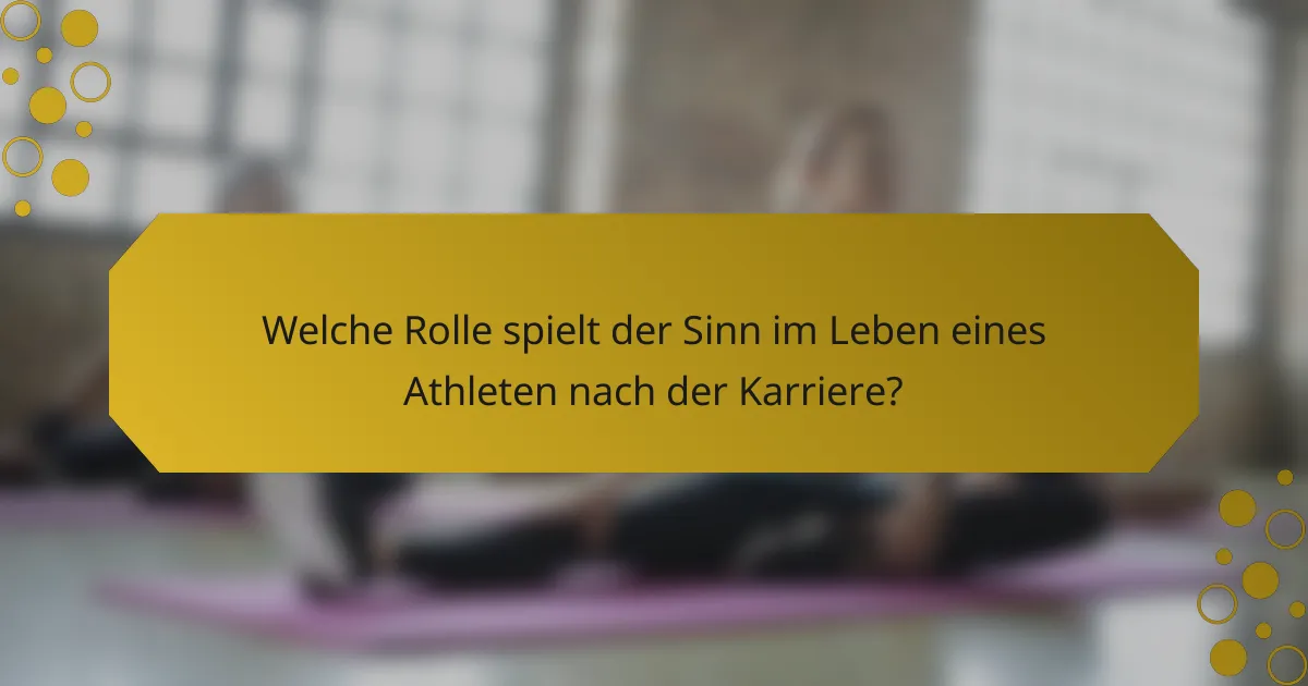 Welche Rolle spielt der Sinn im Leben eines Athleten nach der Karriere?