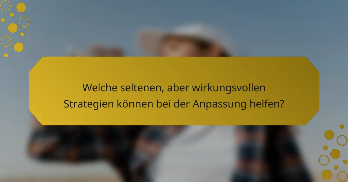 Welche seltenen, aber wirkungsvollen Strategien können bei der Anpassung helfen?